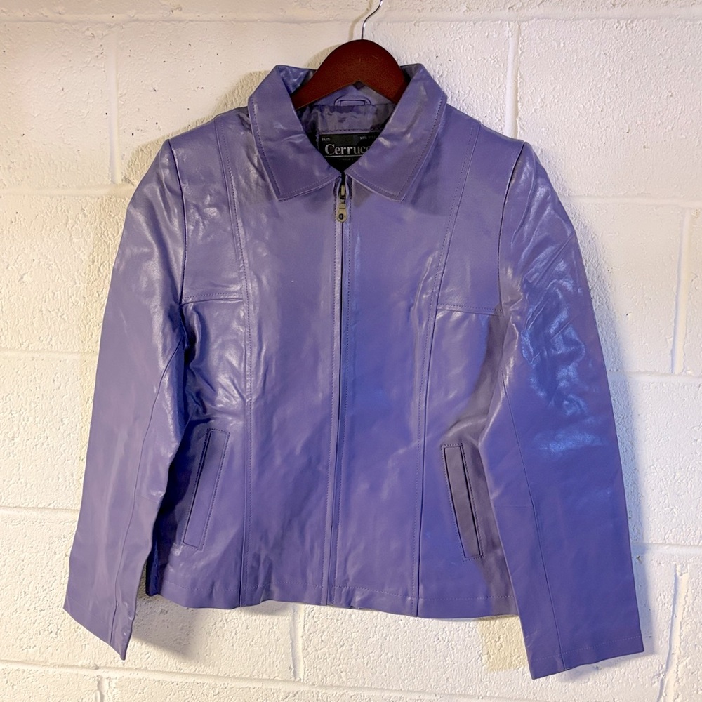 Cerrucci Vintage Y2K Purple Leather Jacket women’s Biker Jacket Size M